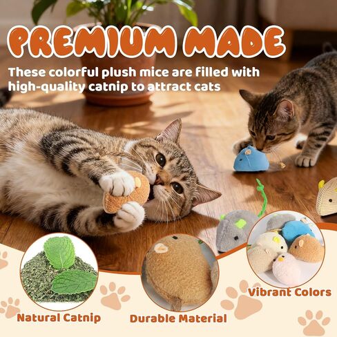 24 Pack 2.36" Colorful Cat Mouse Toy with Catnip for Indoor Cats in Saudi Arabia