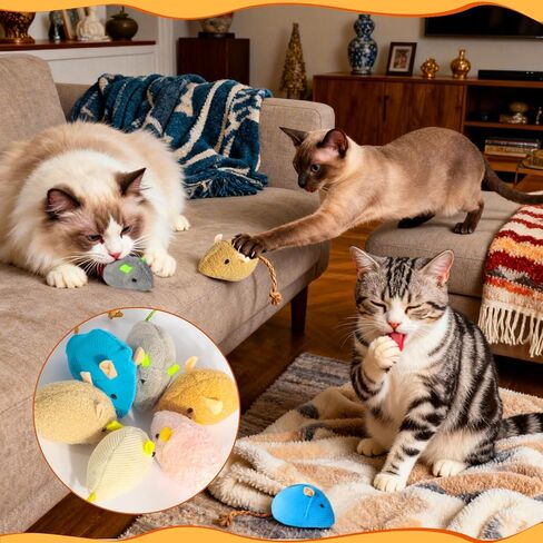24 Pack 2.36" Colorful Cat Mouse Toy with Catnip for Indoor Cats in Saudi Arabia