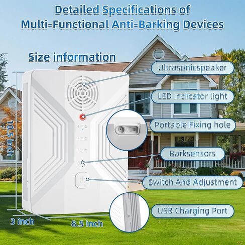 Nupec Ultrasonic Anti Barking Device, 3 Adjustable Modes Bark Control Box, 50FT Long Range Dog Barking Deterrent, Outdoor Dog Bark Stopper & Training Tool for Effective Barking Control in Kuwait