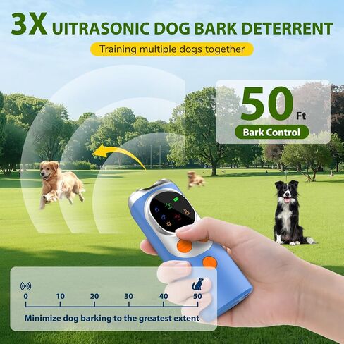 dessports Dog Bark Deterrent Device - 3X Ultrasonic Anti Barking Device for Dogs Training - 50FT Range Effective Bark Shield - Rechargeable Barking Silencer for Own or Neighbour's Dog in Kuwait