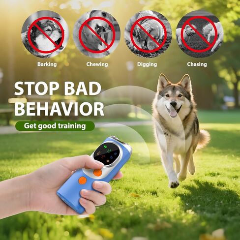 dessports Dog Bark Deterrent Device - 3X Ultrasonic Anti Barking Device for Dogs Training - 50FT Range Effective Bark Shield - Rechargeable Barking Silencer for Own or Neighbour's Dog in Kuwait