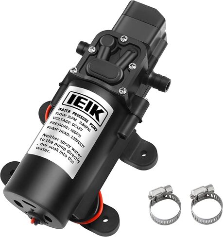 IEIK مضخة الحجاب الحاجز لضغط المياه تيار مستمر 12 فولت مضخة رش مفتاح الضغط 5LPM 1.35 GPM 116PSI 165ft مضخة فتيلة ذاتية للقافلة RV قارب ميناء الرش الزراعي البحري in Kuwait