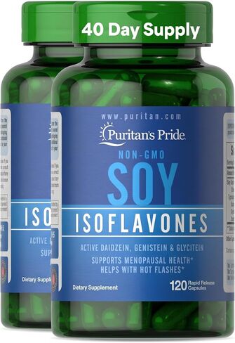 Puritans Pride Non-GMO Soy Isoflavones Capsule 750 Mg, May Help with hot Flashes in menopausal Women*, 120 ct in Kuwait
