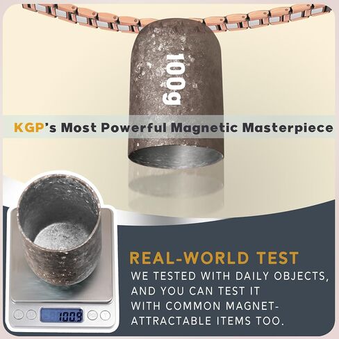 KGP® سوار نحاسي مغناطيسي بقوة 3X للرجال، أساور رجالي من النحاس النقي بنسبة 99.99% لالتهاب المفاصل والمفاصل، سوار مجال مغناطيسي نحاسي قابل للتعديل مع مشبك ممتاز قابل للطي، 9.0 بوصات in Kuwait