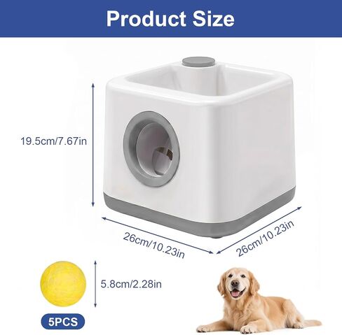 JIANAYANA Automatic Dog Ball Launcher, Auto & Manual Dual Mode Interactive Dog Toy, 4 Adjustable Distances with 5 ETPU Balls, Anti-Card Ball for Indoor Outdoor All Breeds in Saudi Arabia