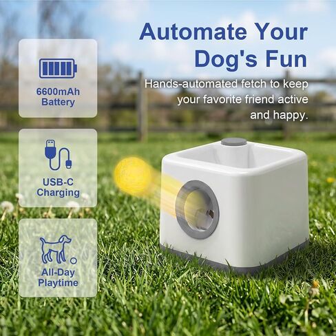 JIANAYANA Automatic Dog Ball Launcher, Auto & Manual Dual Mode Interactive Dog Toy, 4 Adjustable Distances with 5 ETPU Balls, Anti-Card Ball for Indoor Outdoor All Breeds in Saudi Arabia