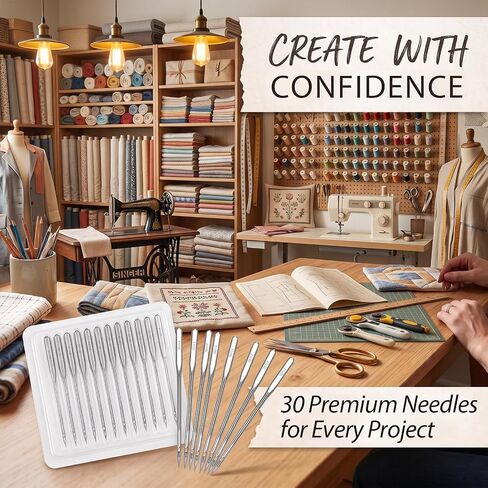 30PCS Universal Heavy Duty Sewing Machine Needles,Sizes110/18,100/16,90/14,Needles for Thick Fabric Leather Jeans Canvas Embroidery,Compatible with Kind of Home Sewing Machine in Saudi Arabia
