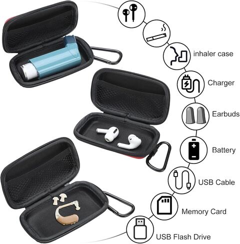 4 Pcs Asthma Inhaler Travel Case Hearing Aid Case Earbud Case Portable Zipper Carry Case Travel Case with Mesh Pocket for Inhaler Hearing Aid Other Accessories from Dust and Dirt, Includes Case Only in Kuwait