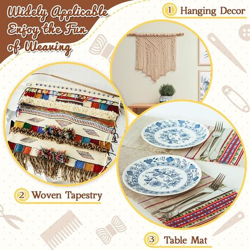 Juexica 7-piece Weaving Loom Kit for Beginners, Complete Wooden, Beige in Kuwait