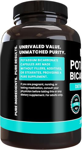Pure Original Ingredients Potassium Bicarbonate (365 Capsules) No Magnesium Or Rice Fillers, Always Pure, Lab Verified in Kuwait