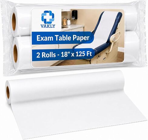 Exam Table Paper - 18''x125’ Disposable Standard White Textured Crepe Medical Barrier Cover Roll - Wide Paper Rolls for Spas, Daycares, Doctors, Chiropractors, Examination and Massage Tables (2) in Kuwait