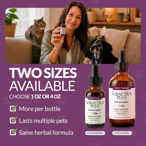 Amber NaturalZ Vibactra Plus for Pets, Immune Health & Yeast Balance, 1 OZ in Kuwait