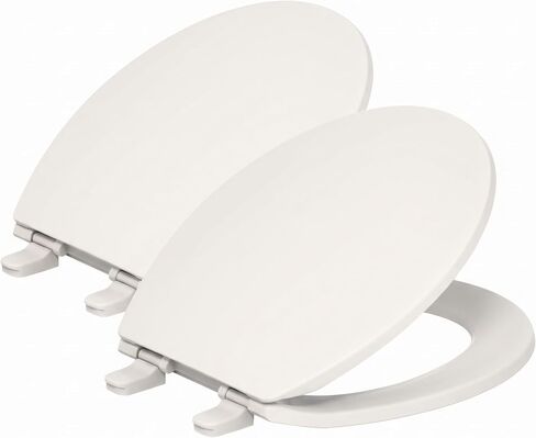 Kohler K-20110-96 مقعد مرحاض بريفيا ممدود مع مصدات محكمة الإمساك، مقعد هادئ قريب، أجهزة سريعة التركيب، بسكويت in Kuwait