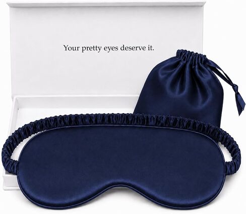 قناع النوم الحريري من Yanser Luxury 100% Mulberry Silk Eye Mask - غطاء العين - ظل العين - معصوب العينين - مضاد للشيخوخة - العناية بالبشرة - فائق النعومة - خفيف ومريح - حقيبة سفر - عبوة هدايا (كراميل) in Kuwait