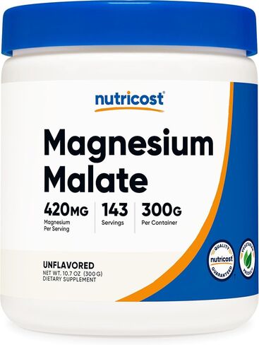 Nutricost Magnesium Malate Powder (300g) - 420mg of Magnesium Per Serving - Non-GMO, Gluten Free in Kuwait
