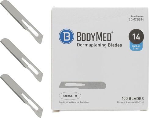BodyMed Dermaplaning Blades #10 in Carbon Steel, 100 PCS - Sterile for Surgical, Skin Care, Hair Removal, and Podiatry Procedures - Small Detail Blade for Estheticians in Kuwait