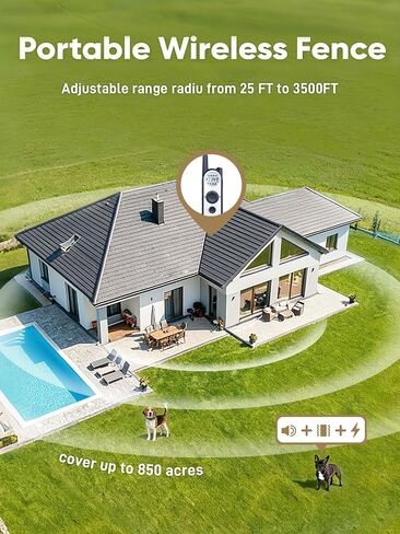MIMOFPET Wireless Dog Fence System for Small Dogs- Up to 3500ft Adjustable Electric Fence,Waterproof Training Collar Rechargeable,Pet Containment System for Mini Small Breed in Kuwait