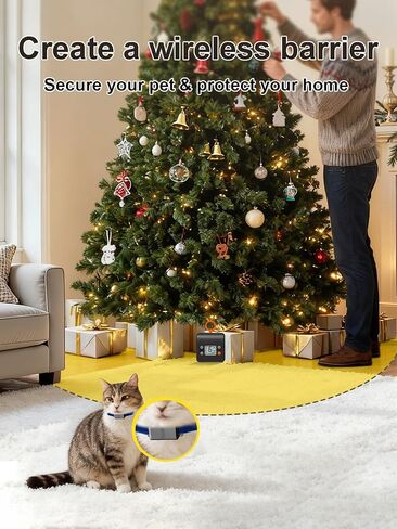 Wireless Cat Barrier with 2 Transmitters - Rechargeable Indoor Barrier with 6 Adjustable Range Radius up to 7 ft, 6 Adjustable Safe Static Intensity, Fence System for Cats Small Dogs with Hook in Kuwait