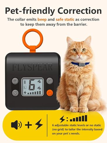 Wireless Cat Barrier with 2 Transmitters - Rechargeable Indoor Barrier with 6 Adjustable Range Radius up to 7 ft, 6 Adjustable Safe Static Intensity, Fence System for Cats Small Dogs with Hook in Kuwait