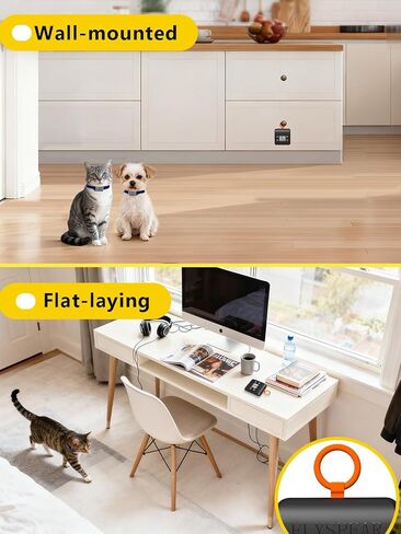 Wireless Cat Barrier with 2 Transmitters - Rechargeable Indoor Barrier with 6 Adjustable Range Radius up to 7 ft, 6 Adjustable Safe Static Intensity, Fence System for Cats Small Dogs with Hook in Kuwait