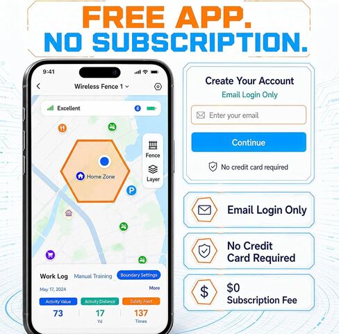 RPZ GPS Wireless Dog Fence System with Free App, No Subscription, Blue in Kuwait