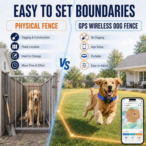 RPZ GPS Wireless Dog Fence System with Free App, No Subscription, Blue in Kuwait