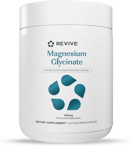 Pure Magnesium Glycinate Capsules 200mg by Revive MD - High Absorption Supplement for Relaxation & Stress Relief - Organic Memory & Sleep Support Pills for Strong Bones, Normal Nerve & Muscle Function in Saudi Arabia