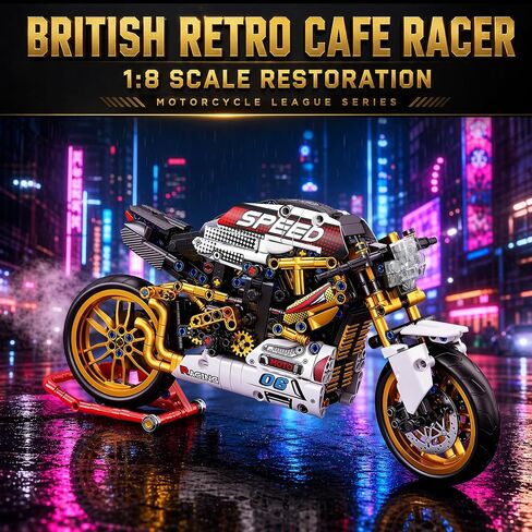 Reobrix Vintage Cafe Racer Motorcycle Building Set 1:8 Scale in Saudi Arabia