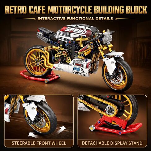 Reobrix Vintage Cafe Racer Motorcycle Building Set 1:8 Scale in Saudi Arabia