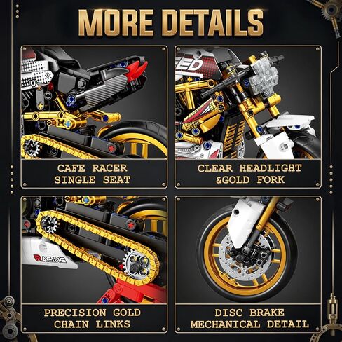 Reobrix Vintage Cafe Racer Motorcycle Building Set 1:8 Scale in Saudi Arabia
