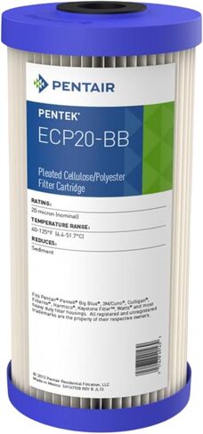 Pentair Pentek ECP5-BB Big Blue Sediment Water Filter, 10-Inch, Whole House Heavy Duty Pleated Cellulose Polyester Replacement Cartridge, 10" x 4.5", White End-Cap, 5 Micron in Kuwait