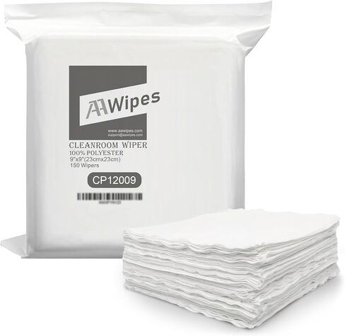 ممسحات AAwipes مزدوجة الحياكة 100% من البوليستر إصدار خفيف الوزن (120 جرامًا لكل متر مربع، 6 بوصة × 6 بوصة، 150 قطعة/حقيبة) مناديل قماشية لغرفة الأبحاث بحافة محكمة الغلق بالليزر، فائقة النعومة (CP12006) in Kuwait