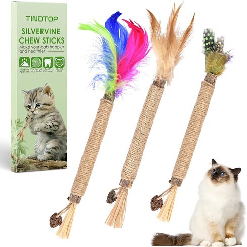 TINDTOP Silvervine Chew Sticks for Cats, 12 Pack Natural Catnip Chew Toys in Kuwait