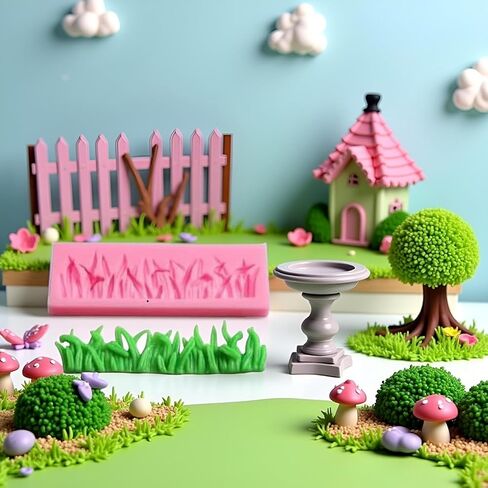 3D Grass Fence for Fondant Silicone Mold, Garden Picket Cake Decoration Fence Fondant Mold for Cake Decoration, Cupcake Topper, Polymer Clay, Candy, Chocolate, Soap Wax Making Crafting Project in Kuwait