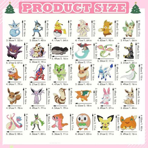 nekpiahu 30 Pcs Cartoon Diamond Painting Magnets, Cute Cartoon Diamond Art Magnet Kits for Adults, 5D Rhinestones Refrigerator Magnetic Stickers for Beginner DIY Crafts, Fridge, Holiday Gifts in Kuwait