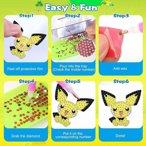 nekpiahu 30 Pcs Cartoon Diamond Painting Magnets, Cute Cartoon Diamond Art Magnet Kits for Adults, 5D Rhinestones Refrigerator Magnetic Stickers for Beginner DIY Crafts, Fridge, Holiday Gifts in Kuwait