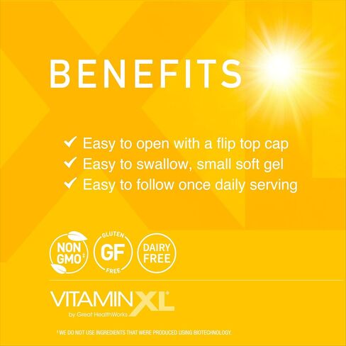 OmegaXL VitaminXL D3 High Potency Daily Vitamin D 5000 IU 125mcg Immune Support Supplement - Promotes Healthy Muscle Function & Strong Bones - Non-GMO, Gluten-Free - 30 Softgels in Kuwait