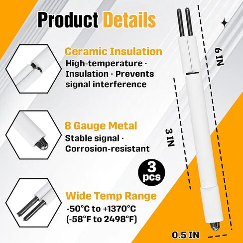 3 PCS Kiln Thermocouple Type K Compatible with Skutt KM1227 KM1027 SK1515 in Saudi Arabia