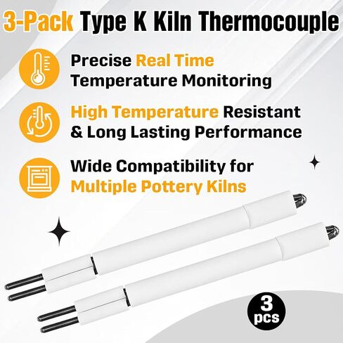 3 PCS Kiln Thermocouple Type K Compatible with Skutt KM1227 KM1027 SK1515 in Saudi Arabia