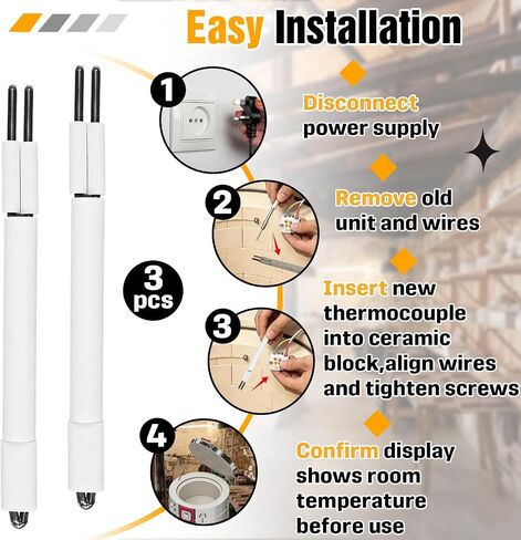 3 PCS Kiln Thermocouple Type K Compatible with Skutt KM1227 KM1027 SK1515 in Saudi Arabia