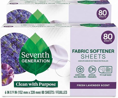 Seventh Generation Dryer Sheets Fabric Softener Free & Clear Fragrance Free 80 Sheets (Pack of 4) in Kuwait