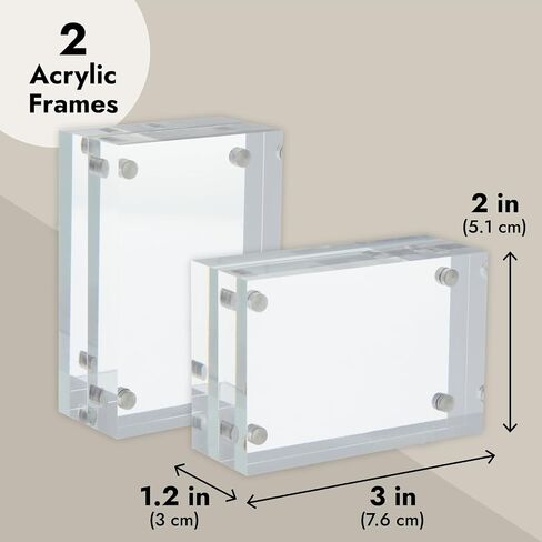 Juvale 2 Pack Acrylic Picture Frames 2x3, Mini Wallet Size for Photos, Tabletop, Desktop in Kuwait