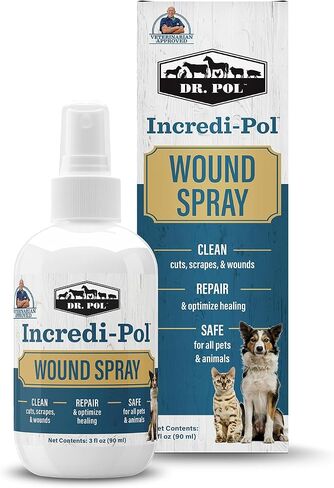 Dr. Pol Incredi-Pol Wound Spray for Dogs, Cats, Horses, and All Animals - Dog Wound Care to Clean Cuts, Scrapes, Hot Spots, and More - Repair Skin and Promote Healing - 3 Fluid Ounces in Saudi Arabia