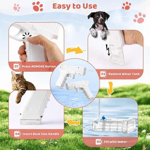 2 Pack Squirt Spray for Cats Dogs Training Squirt for Cats Deterrent Water Spray Pistols for Dogs Pets Training, Detachable Water Tank Design for Reduced Leaks(White in Kuwait