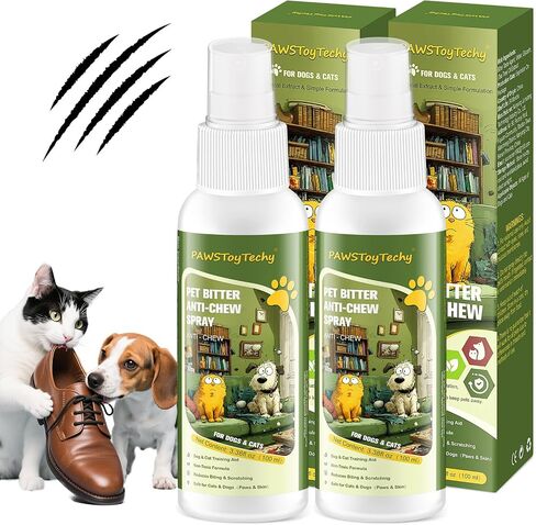 2 PCS Pet Anti-Chew Bitter Spray 100ml, No Chew Deterrent for Dogs & Cats, Stop Chewing Scratching Marking, Natural Plant-Based Formula, Safe for Furniture & Pets, Indoor Outdoor Use in Saudi Arabia