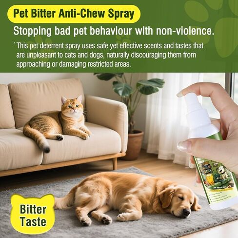 2 PCS Pet Anti-Chew Bitter Spray 100ml, No Chew Deterrent for Dogs & Cats, Stop Chewing Scratching Marking, Natural Plant-Based Formula, Safe for Furniture & Pets, Indoor Outdoor Use in Saudi Arabia