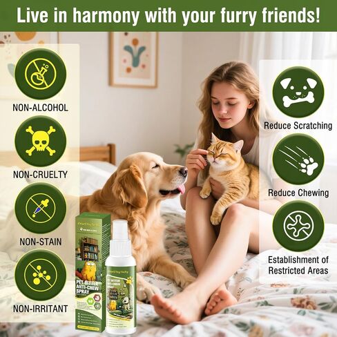 2 PCS Pet Anti-Chew Bitter Spray 100ml, No Chew Deterrent for Dogs & Cats, Stop Chewing Scratching Marking, Natural Plant-Based Formula, Safe for Furniture & Pets, Indoor Outdoor Use in Saudi Arabia