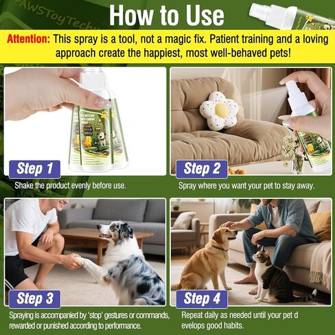 2 PCS Pet Anti-Chew Bitter Spray 100ml, No Chew Deterrent for Dogs & Cats, Stop Chewing Scratching Marking, Natural Plant-Based Formula, Safe for Furniture & Pets, Indoor Outdoor Use in Saudi Arabia