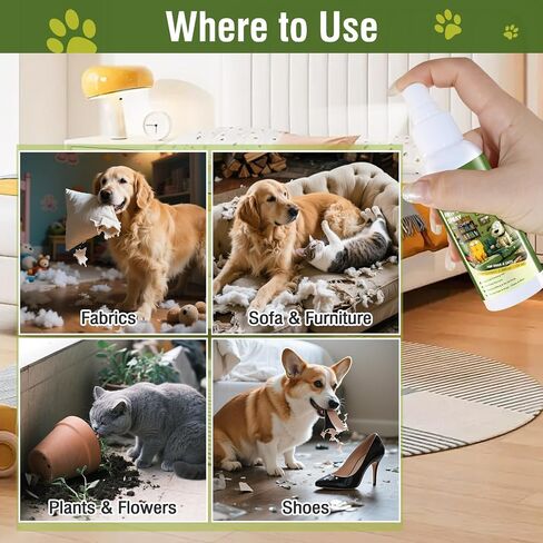 2 PCS Pet Anti-Chew Bitter Spray 100ml, No Chew Deterrent for Dogs & Cats, Stop Chewing Scratching Marking, Natural Plant-Based Formula, Safe for Furniture & Pets, Indoor Outdoor Use in Saudi Arabia