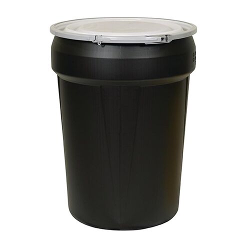 Eagle 20 Gallon Lab Pack Barrel Drum with Plastic Lever Lock Band, Height: 31 in Width:16 in Depth:16 in, Black, 1623BLK in Saudi Arabia